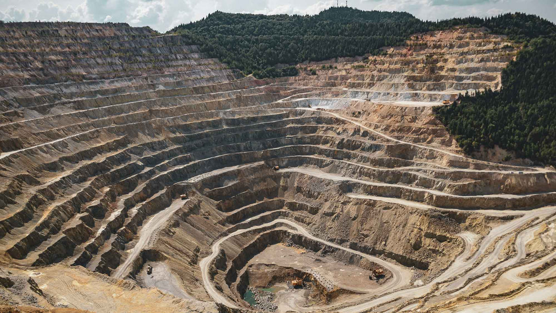 Birds Eye view of a mining site showing the damage caused to the landscape